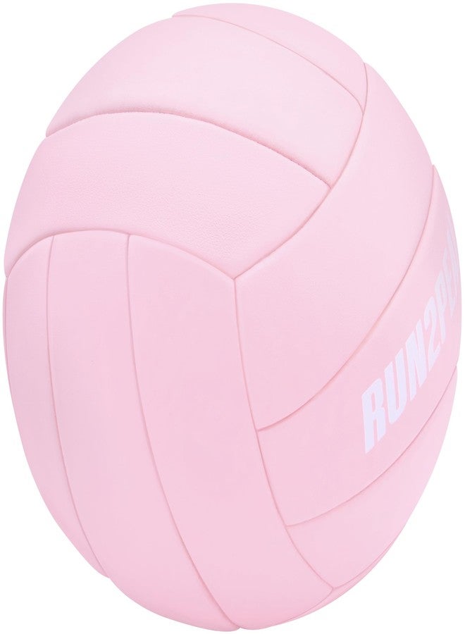 RUN2PEAK Volleyball Ball for Indoor Outdoor Beach Pool Game Play Volley Balls for Adult Team Mens Beginners PU Training Practice Volley Ball Official Size 5 All Pink - Image 2