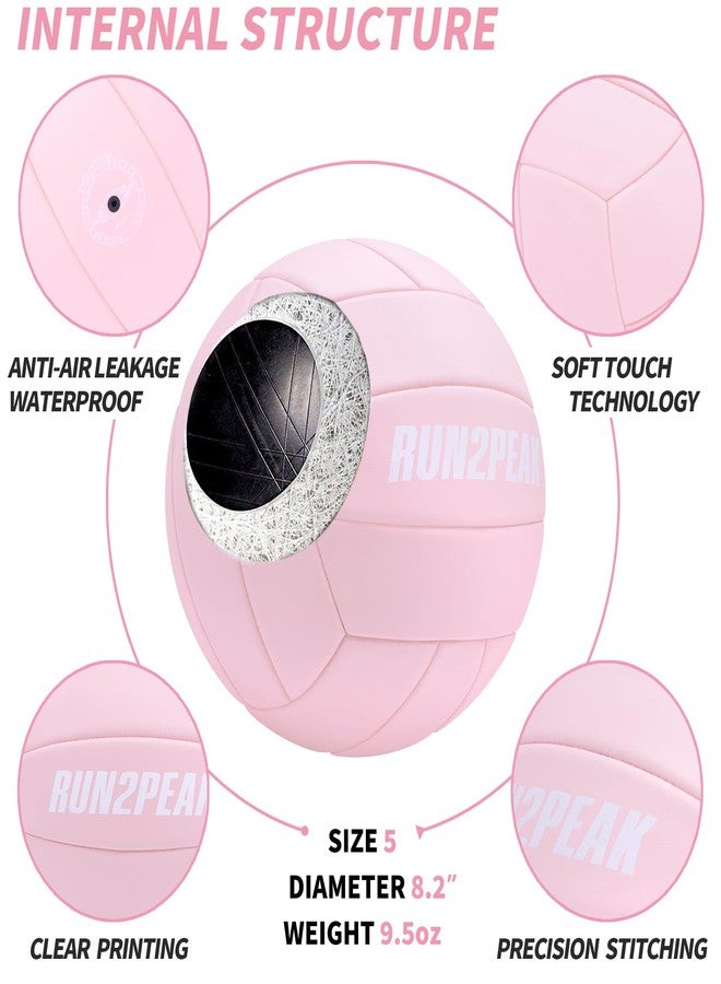 RUN2PEAK Volleyball Ball for Indoor Outdoor Beach Pool Game Play Volley Balls for Adult Team Mens Beginners PU Training Practice Volley Ball Official Size 5 All Pink - Image 5