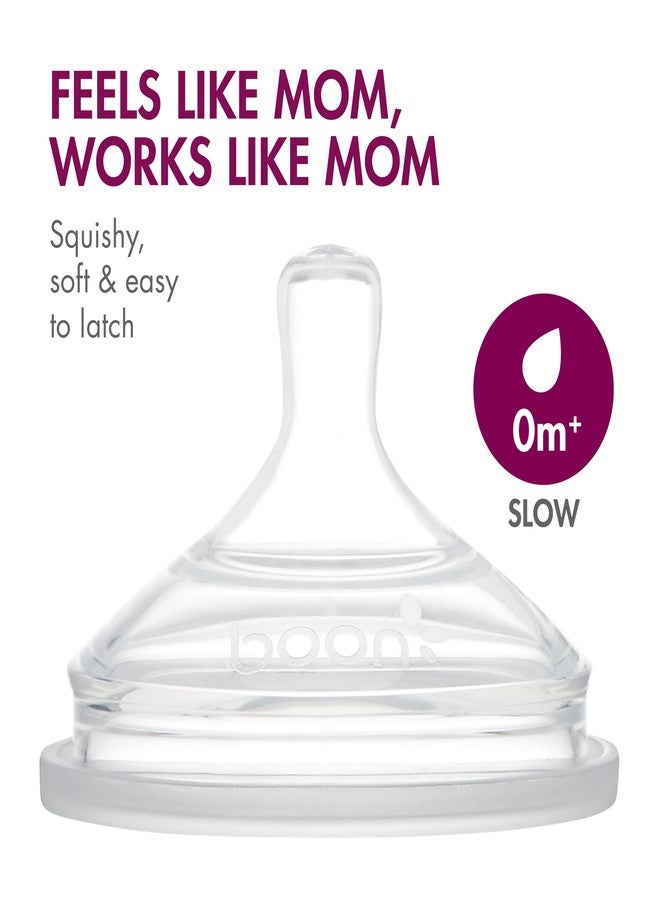 BOON حقيبة زجاجات الأطفال القابلة لإعادة الاستخدام من بون نورش - حلمة تدفق بطيء - حقيبة زجاجة سيليكون وحلمة - أساسيات تغذية الأطفال - وردي - 0-3 أشهر - 3 قطع - 4 أونصات - Image 5