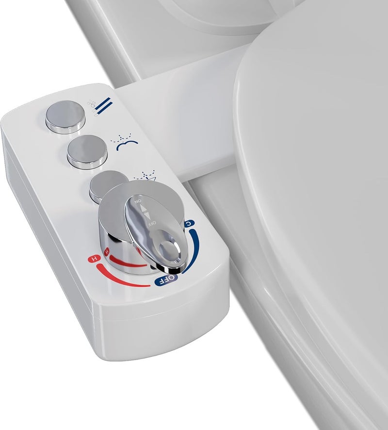 DIHAF Bidet Attachment for Toilet. Dual Nozzles with Feminine & Rear Wash, Hot and Cold Water, 3-Button Control, Adjustable Pressure & Temperature, Self-Cleaning Sprayeres, Easy Install by Yourself. - Image 1
