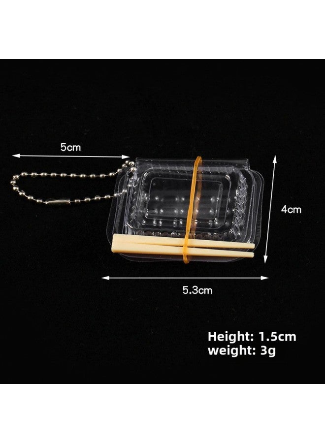 Simulation Transparent Snack Box Model Mini Fruit Box Packing Box Diy Ornaments Doll House Kitchen Toy Accessories-Color:Quick Lunch Box + Original Color Chopsticks (silver Bead Chain)  - Image 1