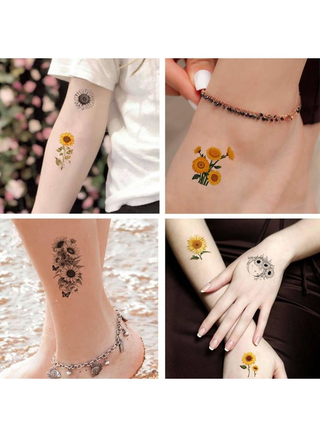 Dopetattoo Sunflower Temporary Tattoo Realistic Sunflowers Fake tattoos for Women Girls Adults - Image 3