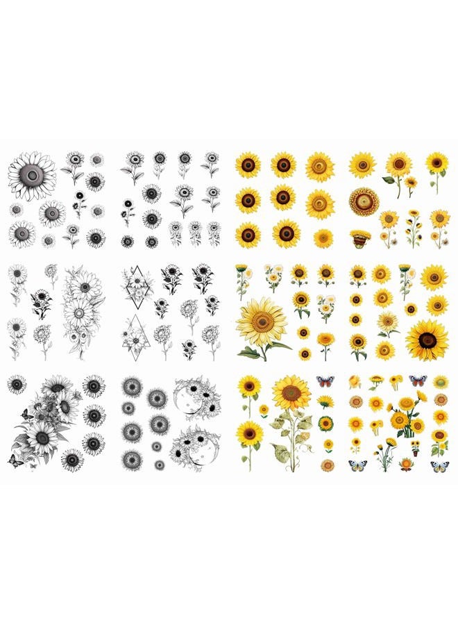 Dopetattoo Sunflower Temporary Tattoo Realistic Sunflowers Fake tattoos for Women Girls Adults - Image 1