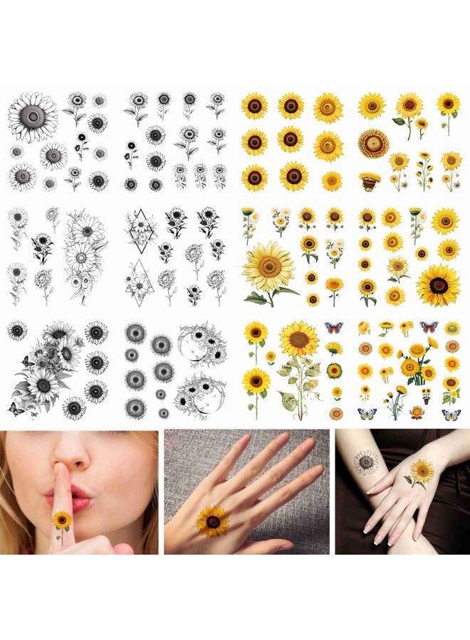 Dopetattoo Sunflower Temporary Tattoo Realistic Sunflowers Fake tattoos for Women Girls Adults - Image 2