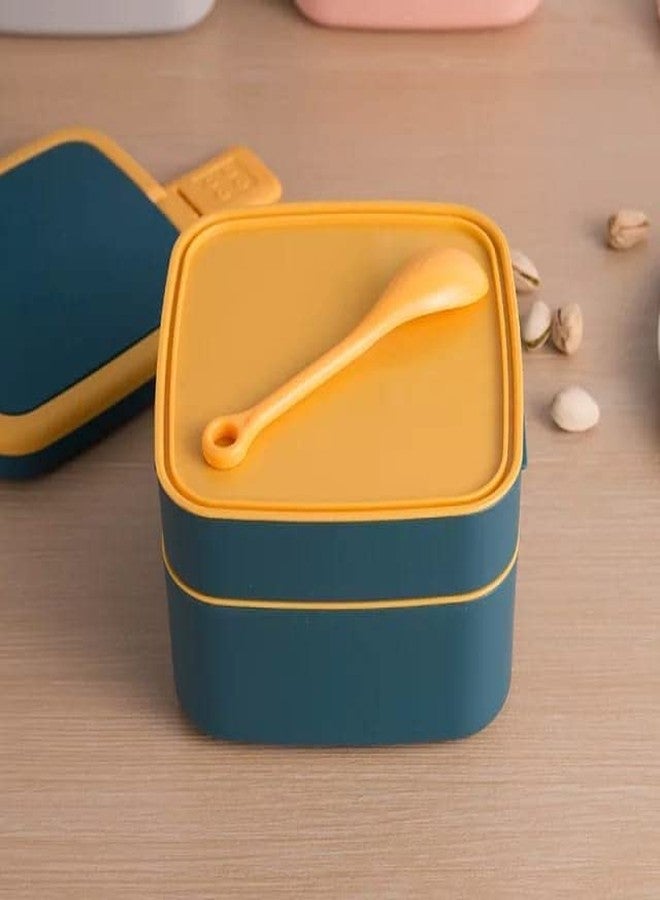 Gcrox Lunch Box – Dual Layer Leak-Proof Tiffin with Spoon – Compact, BPA-Free Lunch Container for Office, School, Travel (Multicolor) - Image 1