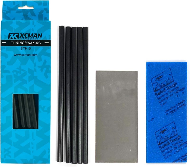XCMAN Alpine Freeride Snowboard Ski Base Ptex Base Repair Kit:5 ptex,Metal Scraper,Sanding Sponge - Image 1