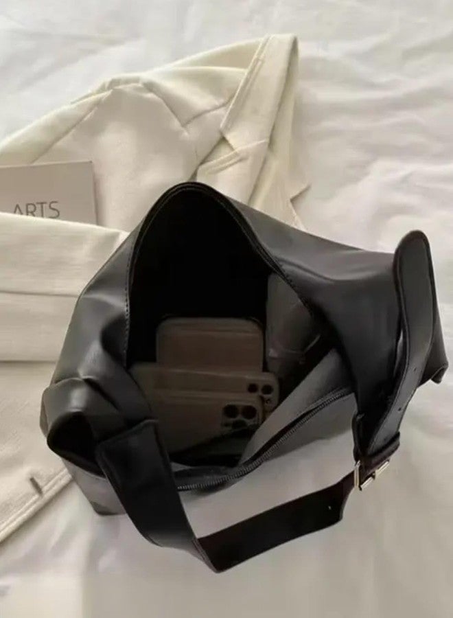 SENTINEL Women Black Hobo Shoulder Bag, Synthetic Leather Stylish Black HOBO Shoulder Bag for Women - Perfect for College & Office Use - Image 5
