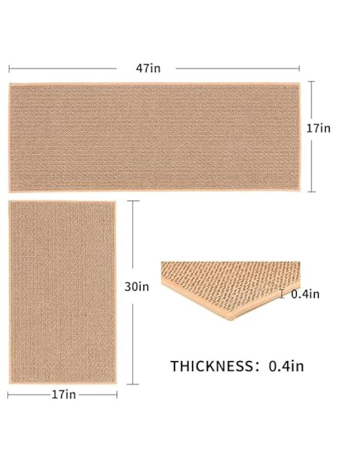 ميكسد RCCO Kitchen Rug Mats Washable Kitchen Floor Mat Non-Skid Natural Rubber Kitchen Mats for Floor Runner Rugs Set for Floor Front of Sink, Hallway, Laundry Room 44 * 120CM 44 * 75CM (Brown) - Image 2