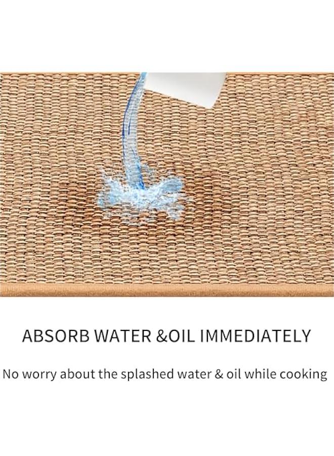 ميكسد RCCO Kitchen Rug Mats Washable Kitchen Floor Mat Non-Skid Natural Rubber Kitchen Mats for Floor Runner Rugs Set for Floor Front of Sink, Hallway, Laundry Room 44 * 120CM 44 * 75CM (Brown) - Image 3