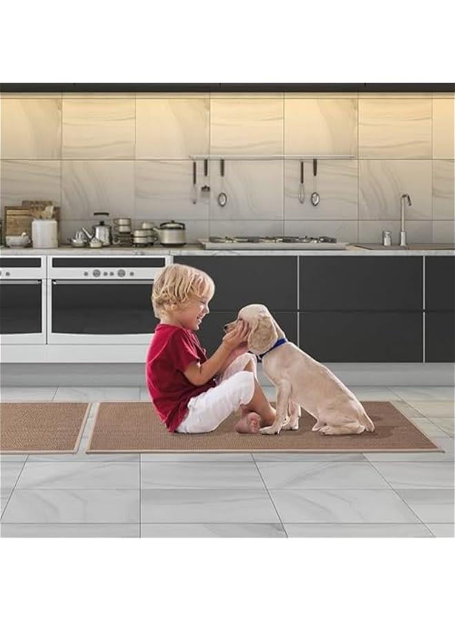 ميكسد RCCO Kitchen Rug Mats Washable Kitchen Floor Mat Non-Skid Natural Rubber Kitchen Mats for Floor Runner Rugs Set for Floor Front of Sink, Hallway, Laundry Room 44 * 120CM 44 * 75CM (Brown) - Image 5