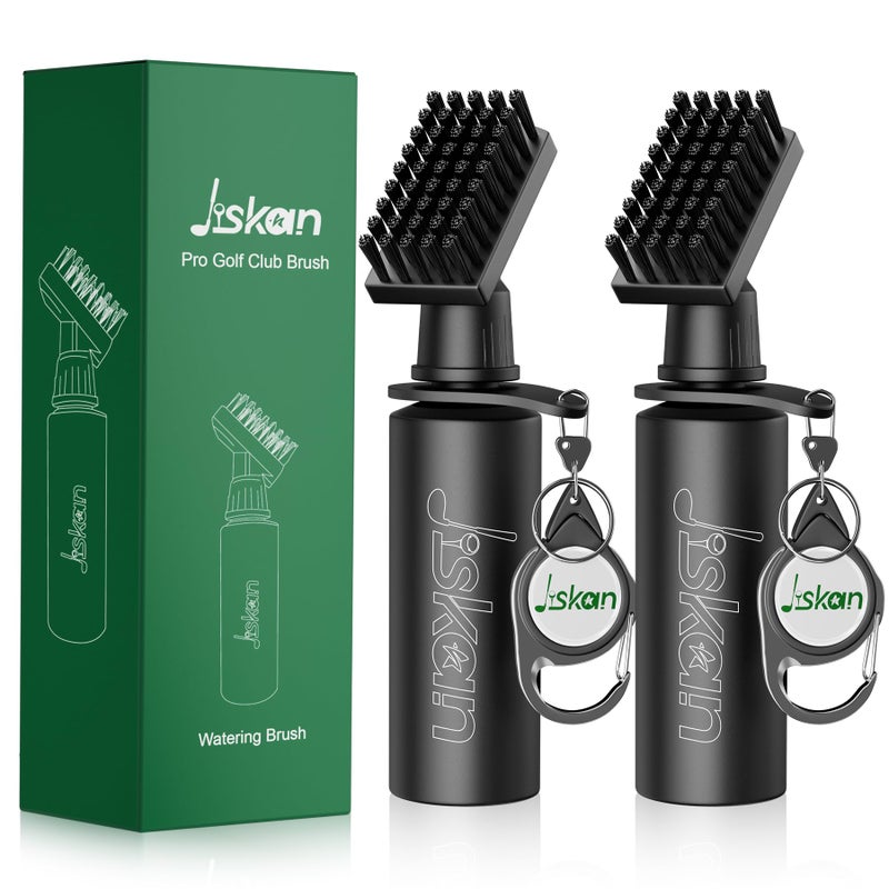 Jiskan 2 Pack Pro Golf Club Cleaner Brush Combo with Squeeze Water Bottle 7.5 Inches Holds 4 Ounces of Water, Essentials Golf Accessories for Men, Best Golf Gifts for Men - Image 1