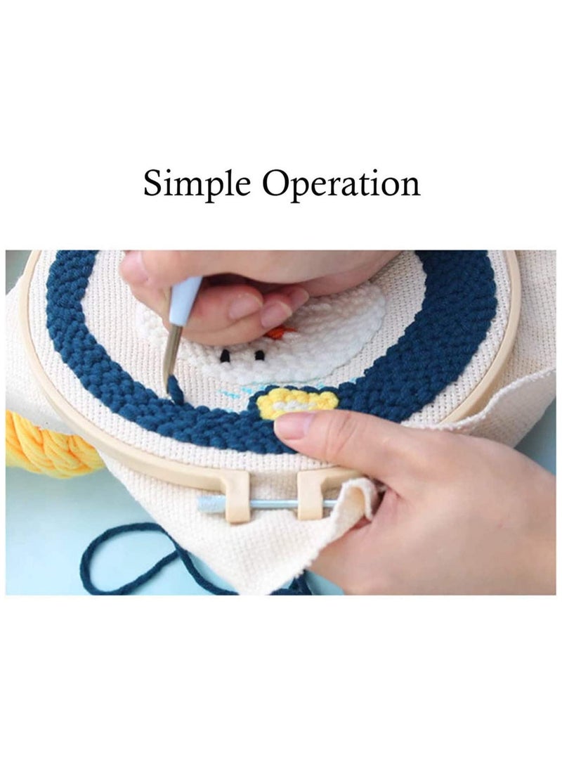 20cm Punch Embroidery Starter Kits for Children Beginners DIY Hand Embroidery Kit with Wool Needlework Supplies for Punch Needle Poke Embroidery Craft Projects - Image 5