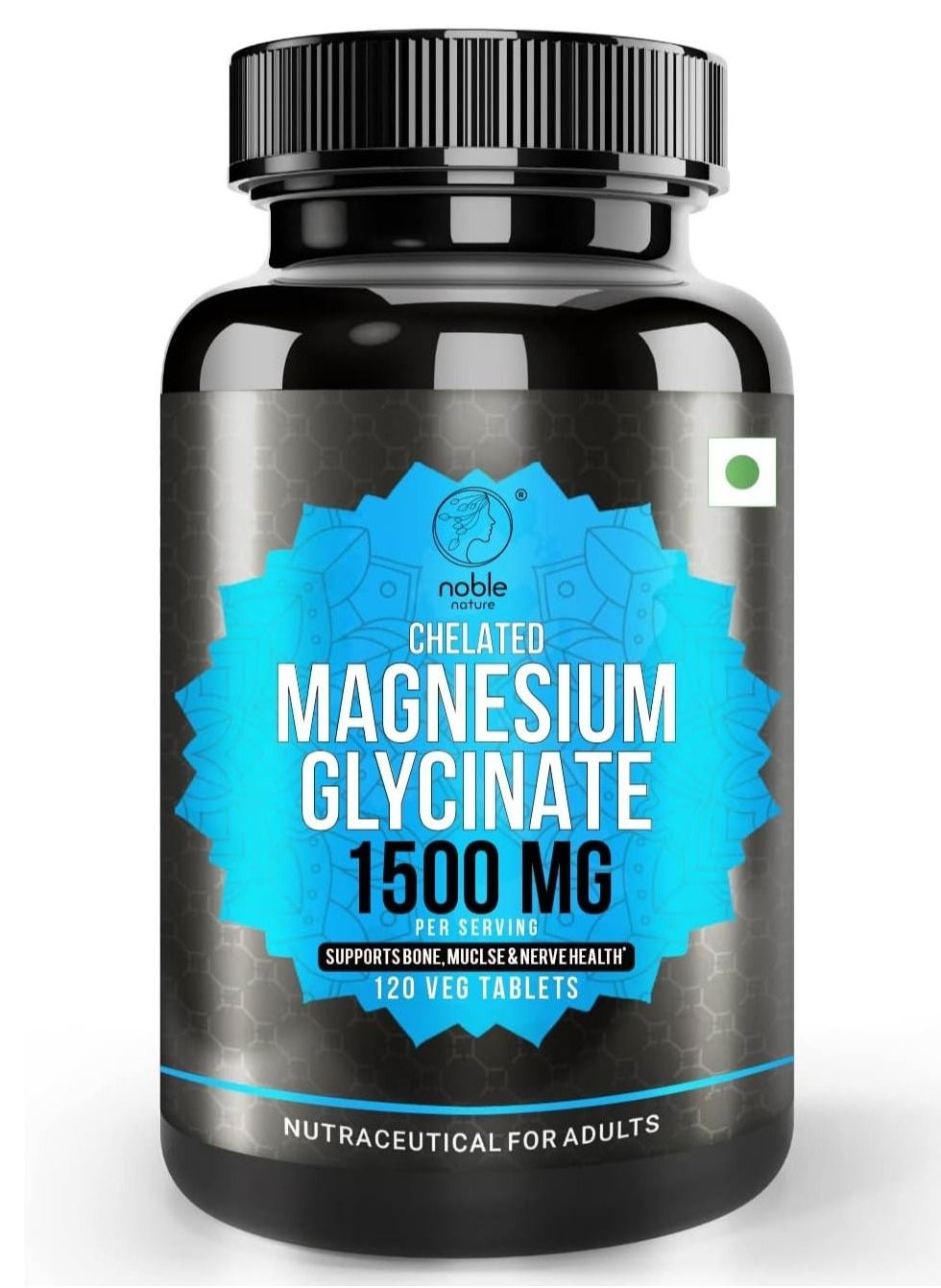 noble nature Chelated Magnesium Glycinate 1500MG per serving - 120 Veg Tablets - Supports Bone, Muscle & Nerve Health 