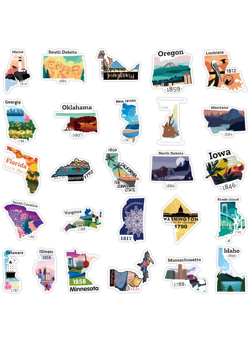 قوس قزح أورينبو مجموعة ملصقات خريطة السفر للولايات المتحدة، 50 قطعة، ملصقات فينيل مقاومة للماء لخريطة المدينة، لسجلات القصاصات، وزجاجات المياه، والكمبيوتر المحمول، والجيتار، والهاتف، وملصقات جرافيتي للأطفال والكبار - Image 5