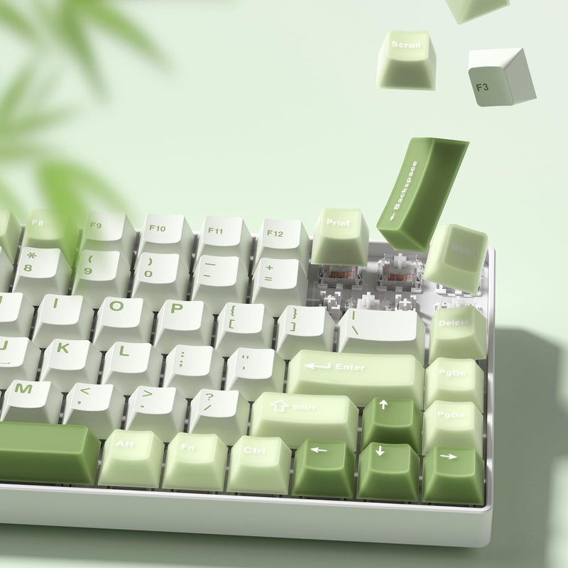 Womier Matcha Green Keycaps PBT Jelly Keycaps 60 75 100 Percent Translucent Jade Key caps Custom 127 Keys Cherry Profile for 6168848798100 Cherry Gateron MX Mechanical Gaming Keyboards
