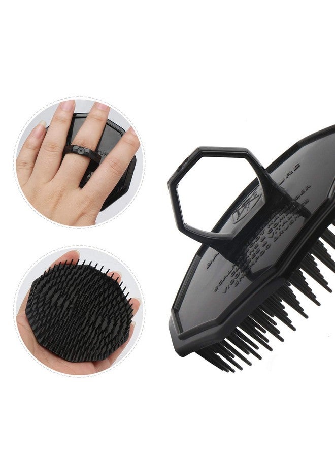 سيج بيوتي فرشاة شامبو لتدليك فروة الرأس، 4 قطع من فرش تدليك الشعر من Segbeauty، مشط استحمام مزهر لتنظيف الشعر بعمق، فرشاة يدوية للرجال، فرشاة نمو اللحية، فرشاة العناية بالحيوانات الأليفة (أسود (مقبض حلقي)) - Image 3