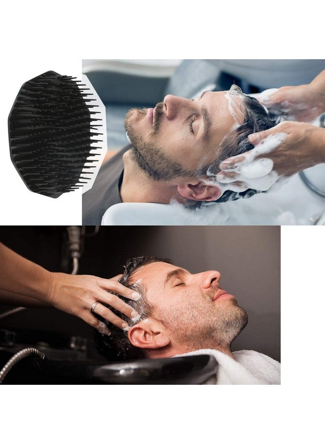 سيج بيوتي فرشاة شامبو لتدليك فروة الرأس، 4 قطع من فرش تدليك الشعر من Segbeauty، مشط استحمام مزهر لتنظيف الشعر بعمق، فرشاة يدوية للرجال، فرشاة نمو اللحية، فرشاة العناية بالحيوانات الأليفة (أسود (مقبض حلقي)) - Image 2