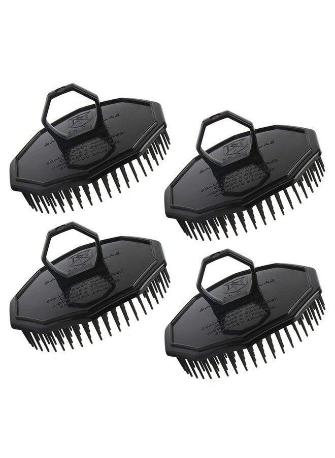 سيج بيوتي فرشاة شامبو لتدليك فروة الرأس، 4 قطع من فرش تدليك الشعر من Segbeauty، مشط استحمام مزهر لتنظيف الشعر بعمق، فرشاة يدوية للرجال، فرشاة نمو اللحية، فرشاة العناية بالحيوانات الأليفة (أسود (مقبض حلقي)) - Image 1