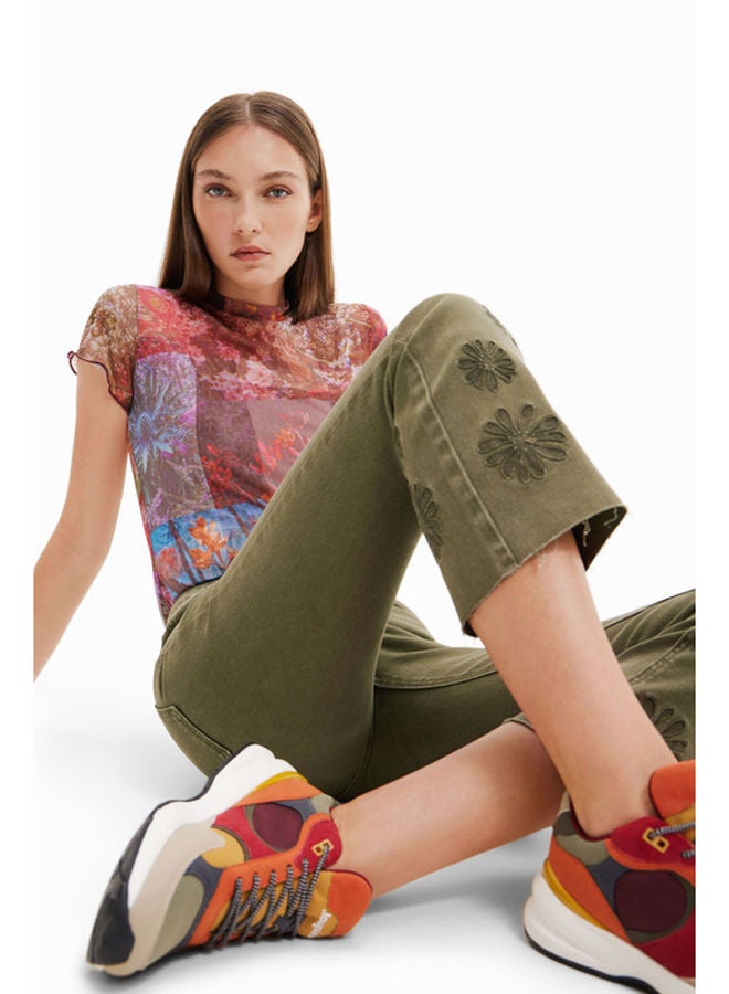 DESIGUAL بنطلون جينز قصير مطرز  - Image 3