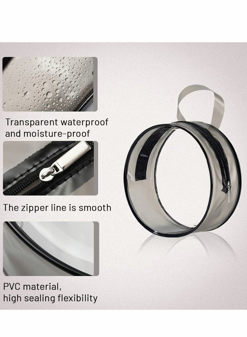 Round Clear Cosmetic Bag Organizer, Waterproof Zipper Toiletry Pouch, Portable Makeup Carrying Case for Travel and Daily Use. - Image 2