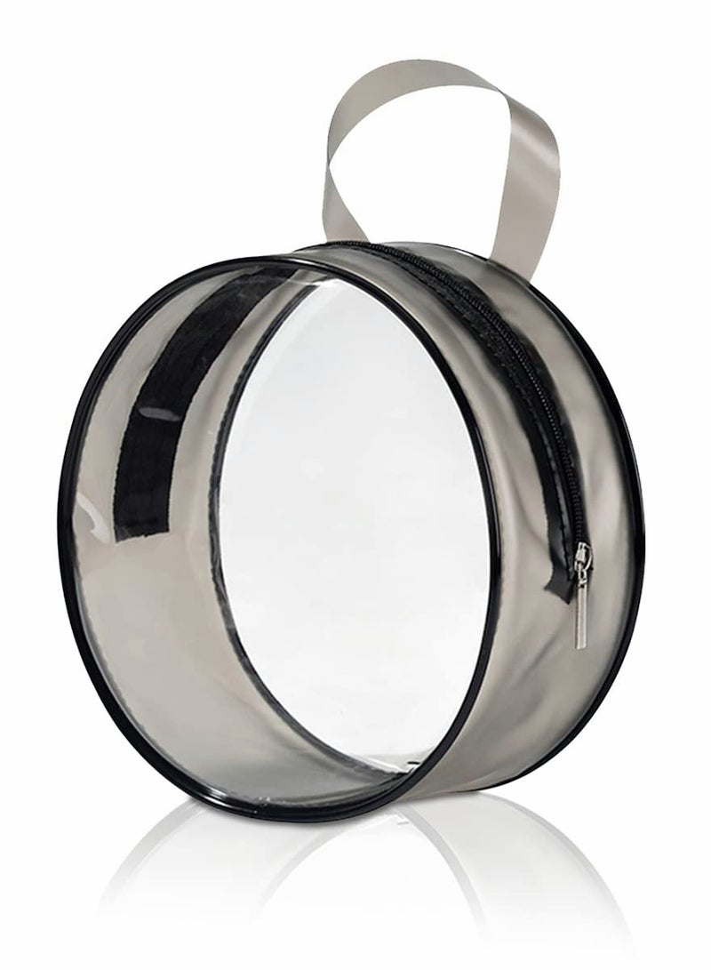 Round Clear Cosmetic Bag Organizer, Waterproof Zipper Toiletry Pouch, Portable Makeup Carrying Case for Travel and Daily Use. - Image 1