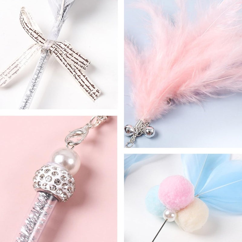 YuanjuSZ Cat and Dog Toy Wand Set (Pack of 3) - Interactive Feather Teaser for Cats and Kittens (Pink) - Image 5