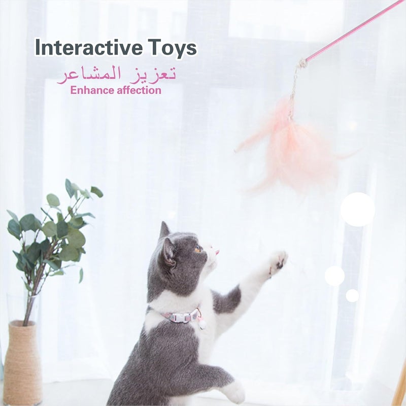YuanjuSZ Cat and Dog Toy Wand Set (Pack of 3) - Interactive Feather Teaser for Cats and Kittens (Pink) - Image 4