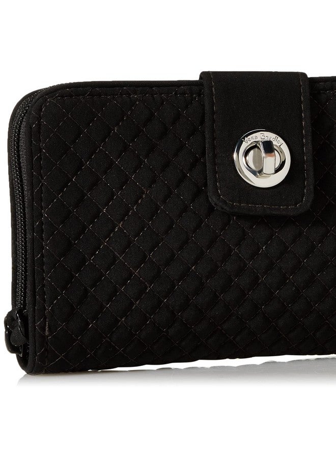 Vera Bradley Women'S Microfiber Turnlock Wallet With Rfid Protection True Black One Size - Image 3