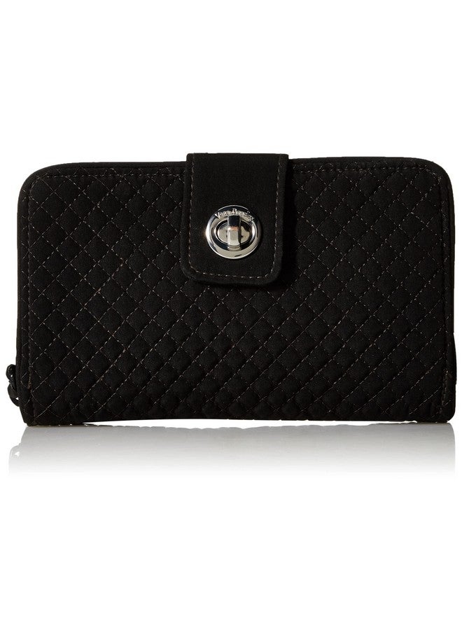 Vera Bradley Women'S Microfiber Turnlock Wallet With Rfid Protection True Black One Size - Image 1