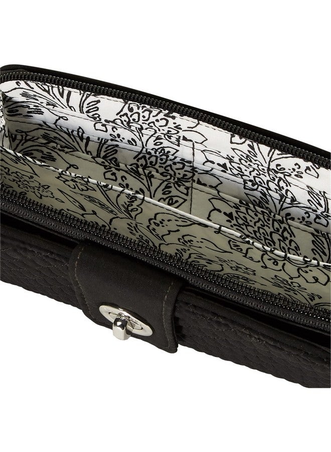 Vera Bradley Women'S Microfiber Turnlock Wallet With Rfid Protection True Black One Size - Image 5