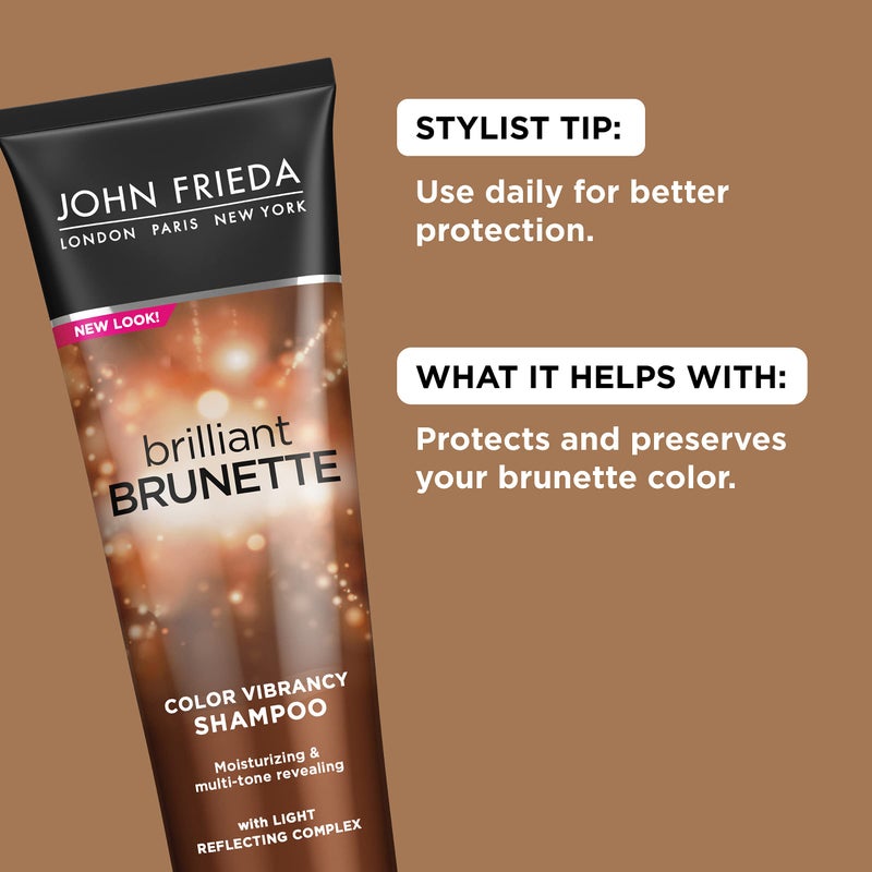 John Frieda Brilliant Brunette, Color Boosting Shampoo, Enhances and Protects Multi-Dimensional Tones, With Sweet Almond Oil to Rehydrate and Replenish Dry Hair, 8.45 Oz - Image 2