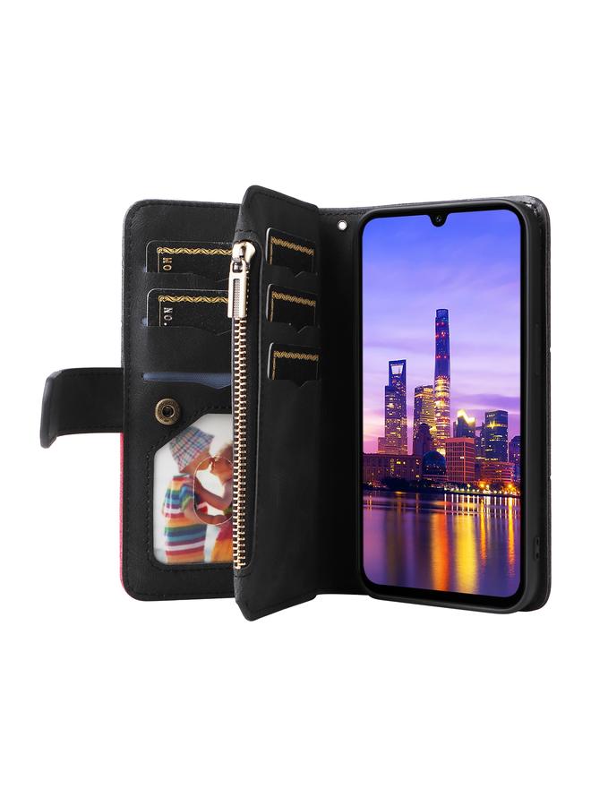 S-TOP Case For Samsung Galaxy A16 5G Dual-color 9 Card Slots Zipper Wallet Leather Phone Case - Image 4