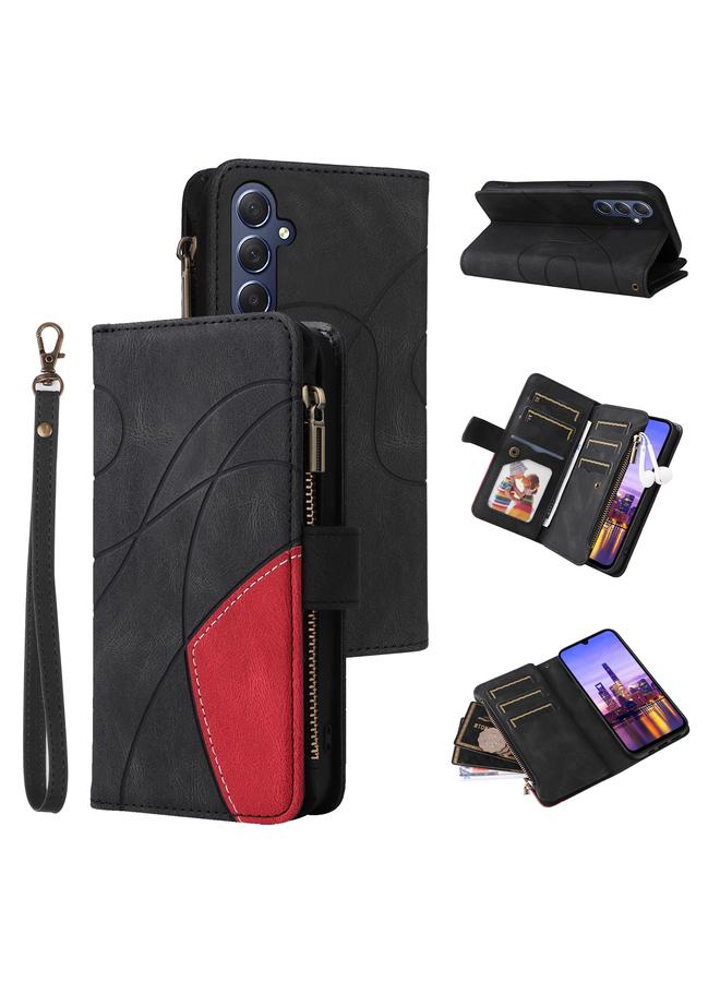 S-TOP Case For Samsung Galaxy A16 5G Dual-color 9 Card Slots Zipper Wallet Leather Phone Case - Image 1