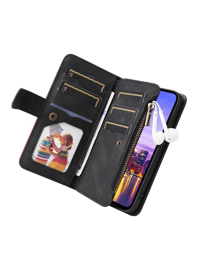 S-TOP Case For Samsung Galaxy A16 5G Dual-color 9 Card Slots Zipper Wallet Leather Phone Case - Image 5