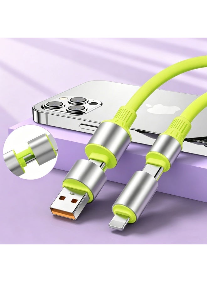 4-in-1 USB C Fast Charging Cable, 240W PD Multi Charger Cord with USB-A/USB-C to Lightning/Type-C Connectors, Silicone Data Cable Multi-Device Charger Cable for iPhone, MacBook, Samsung, iPad (1.5 Meters) - Image 2