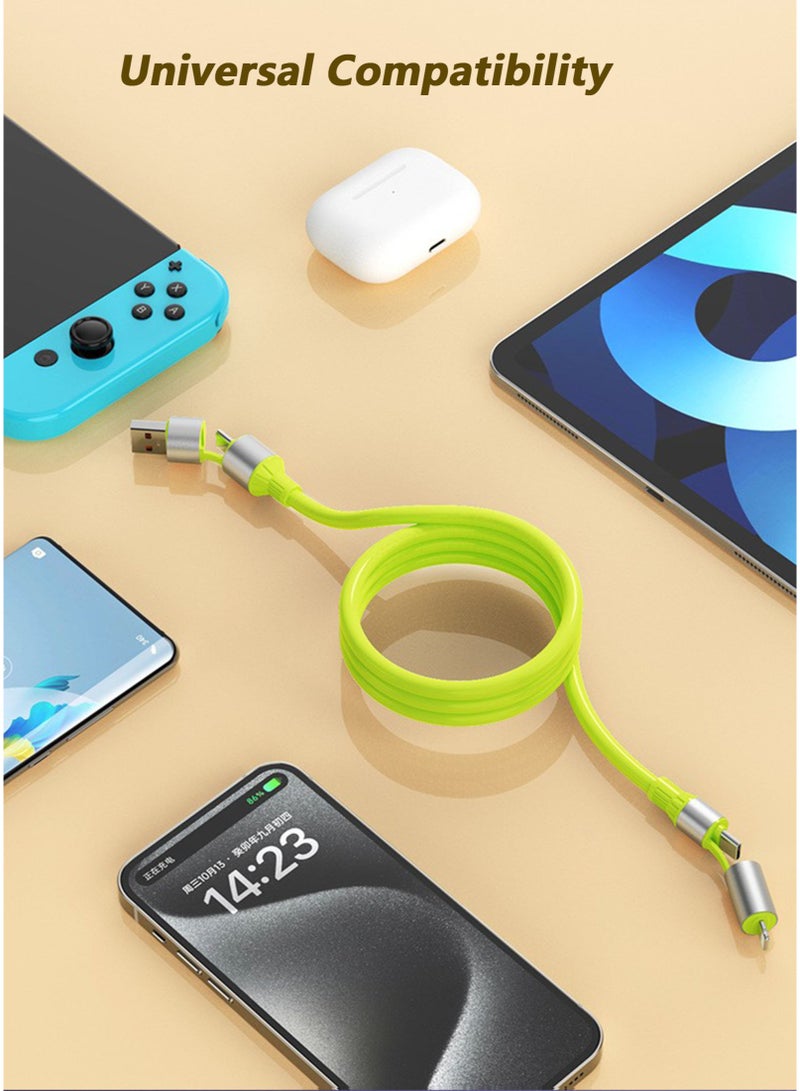 4-in-1 USB C Fast Charging Cable, 240W PD Multi Charger Cord with USB-A/USB-C to Lightning/Type-C Connectors, Silicone Data Cable Multi-Device Charger Cable for iPhone, MacBook, Samsung, iPad (1.5 Meters) - Image 5