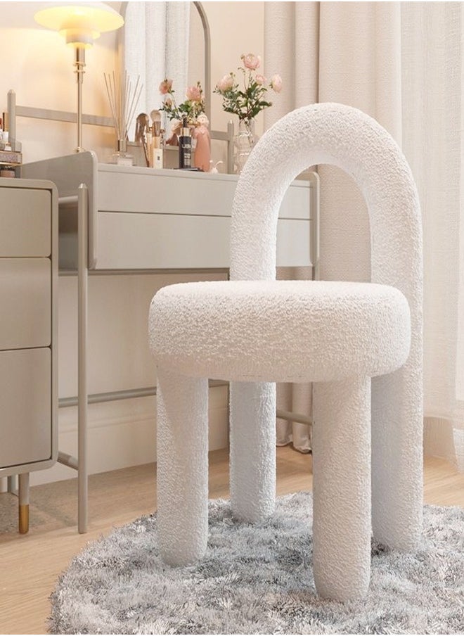 C&C Home - Modern Single Sofa Comfy Fluffy Vanity Chair Elegant Furry Makeup Desk Chairs for Bedroom Living Room 47 x 44 x 77 Centimeter - Image 1