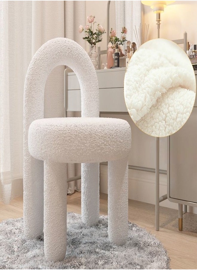 C&C Home - Modern Single Sofa Comfy Fluffy Vanity Chair Elegant Furry Makeup Desk Chairs for Bedroom Living Room 47 x 44 x 77 Centimeter - Image 1