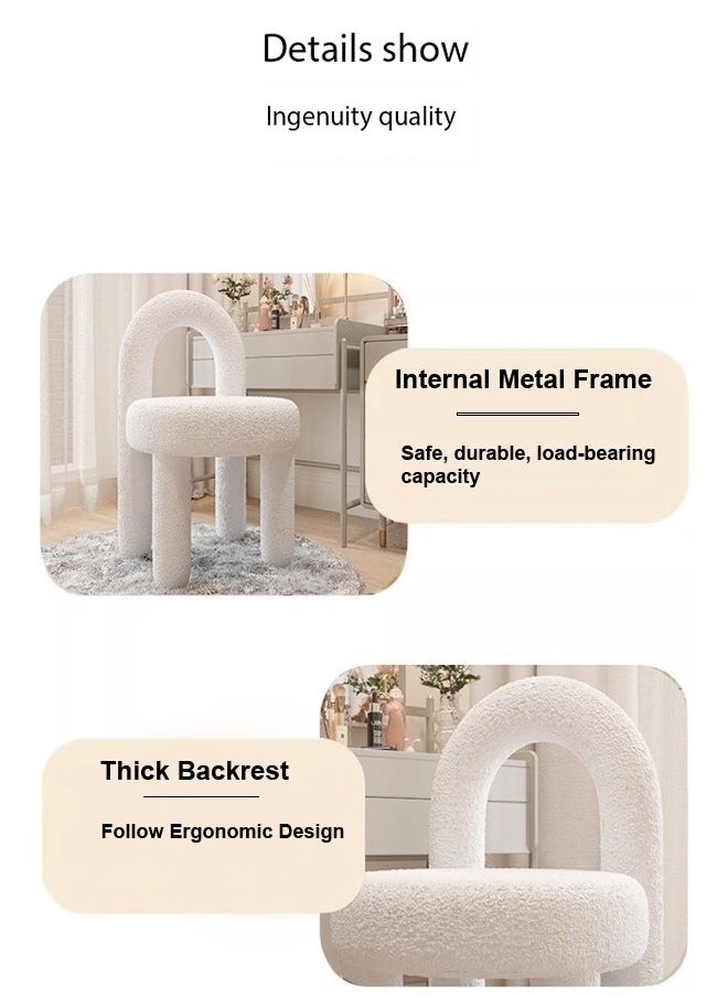 C&C Home - Modern Single Sofa Comfy Fluffy Vanity Chair Elegant Furry Makeup Desk Chairs for Bedroom Living Room 47 x 44 x 77 Centimeter - Image 1