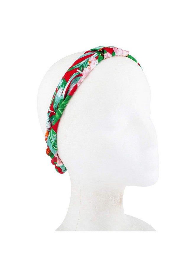 Lux Accessories Green Red Stretch Floral Print Fashion Elastic Headband - Image 2