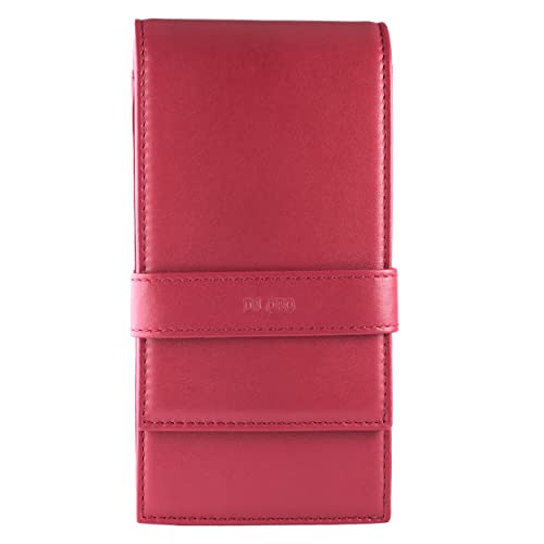 DiLoro Leather Quad Pen Case Pencil Pouch Holder for Four Fountain Ballpoint Rollerball Pens and Pencils (Nappa Red) - Image 1