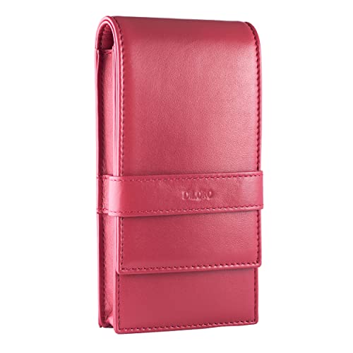 DiLoro Leather Quad Pen Case Pencil Pouch Holder for Four Fountain Ballpoint Rollerball Pens and Pencils (Nappa Red) - Image 3