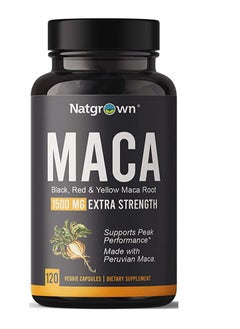 Organic Maca Root Powder Capsules 1500 Mg With Blac, Red, Yellow Peruvian Maca Root Extract For Men and Women - Vegan Pills