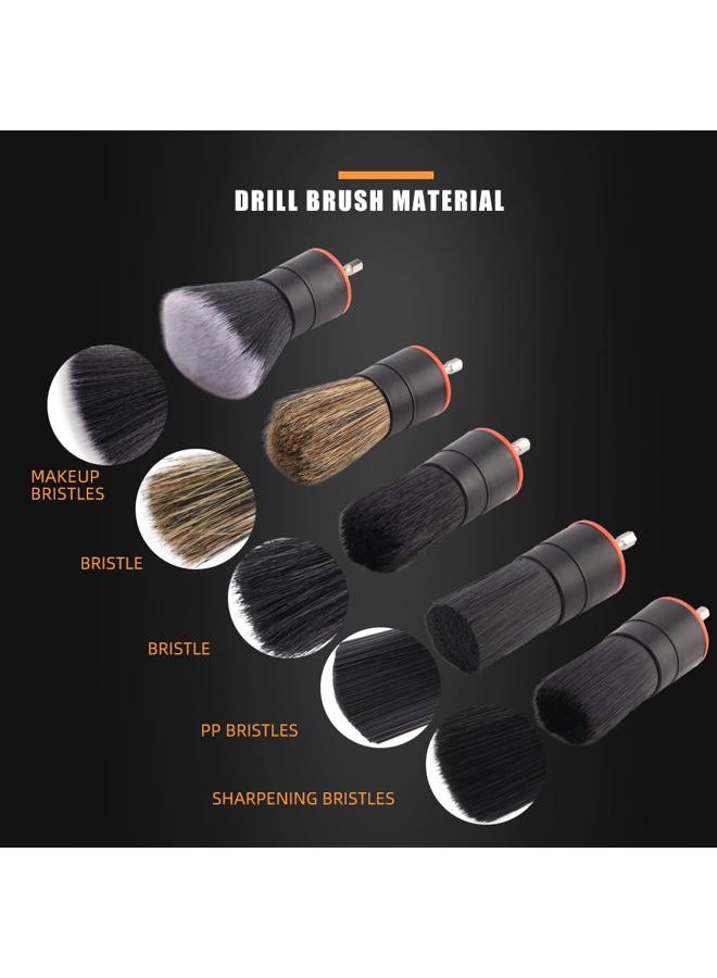 SPTA Hair Drill Brush Attachment - 5 Pcs Mixed Drill Brush Head Set, Auto Detail Car Detail Brush for Cleaning Interior or Exterior - Image 3