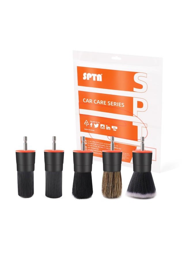 SPTA Hair Drill Brush Attachment - 5 Pcs Mixed Drill Brush Head Set, Auto Detail Car Detail Brush for Cleaning Interior or Exterior - Image 1