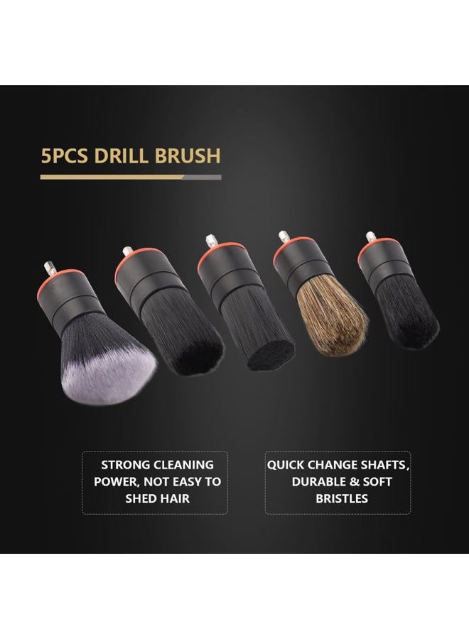 SPTA Hair Drill Brush Attachment - 5 Pcs Mixed Drill Brush Head Set, Auto Detail Car Detail Brush for Cleaning Interior or Exterior - Image 4