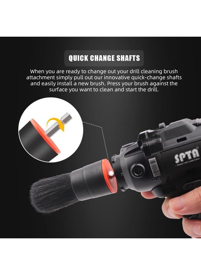SPTA Hair Drill Brush Attachment - 5 Pcs Mixed Drill Brush Head Set, Auto Detail Car Detail Brush for Cleaning Interior or Exterior - Image 5