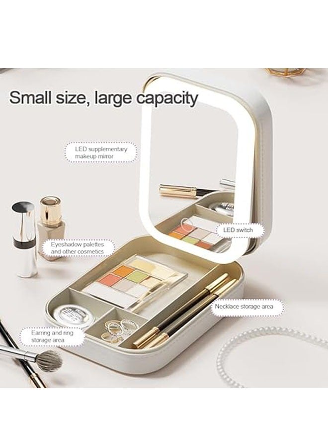 general Makeup & Jewelry Storage Case, with Adjustable Tri-Color LED Makeup Mirror, Travel Makeup Bag with LED Mirror, Eyelash Station Storage Box - Image 2