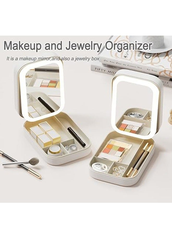 general Makeup & Jewelry Storage Case, with Adjustable Tri-Color LED Makeup Mirror, Travel Makeup Bag with LED Mirror, Eyelash Station Storage Box - Image 5