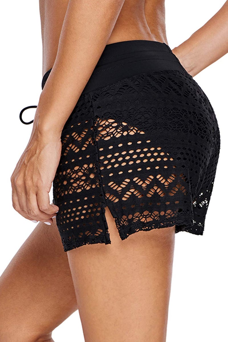 Lopie Women Board Shorts Lace Bikini Bottom Swimdress Swimsuit Skort (Black_Lace, S) - Image 3